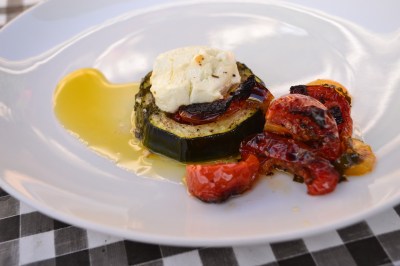 Tray baked Marrow with Goats cheese