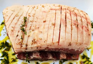 Slow roasted pork belly